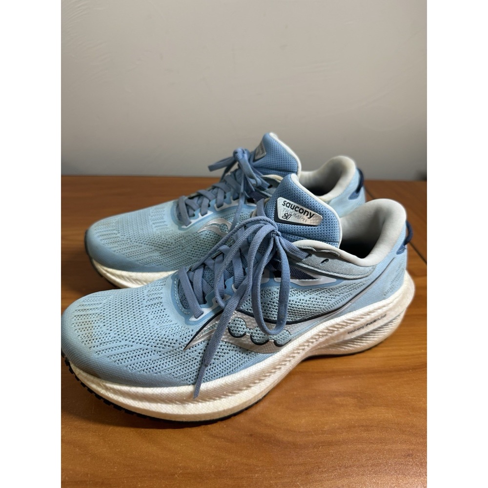 Saucony Triumph 21 Women's Road Running Shoes Size 9 Blue/White Lace Up